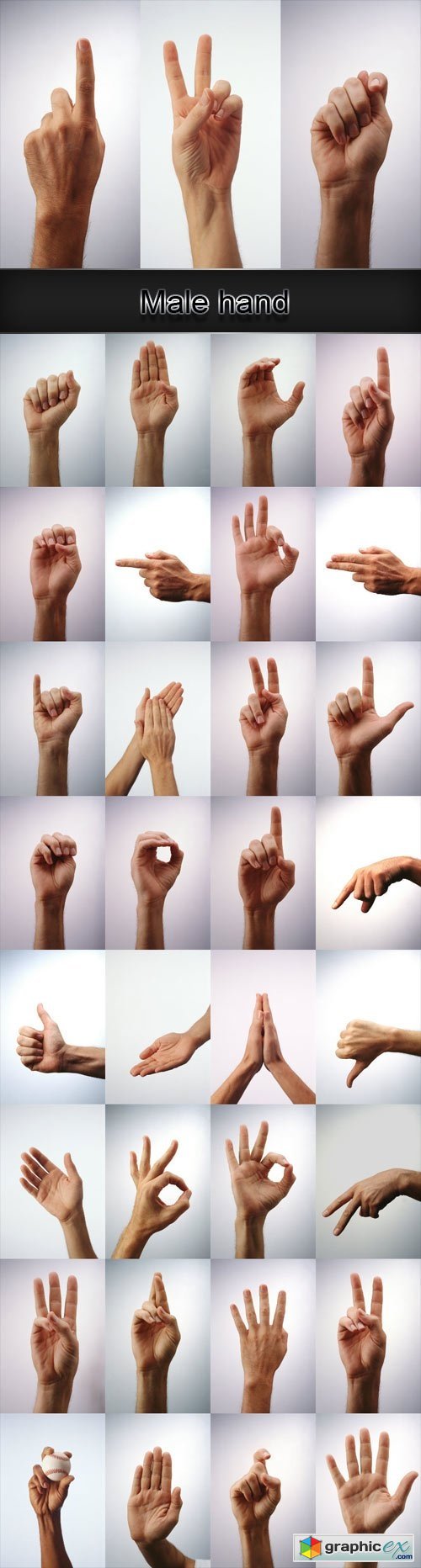 Male hand in various positions