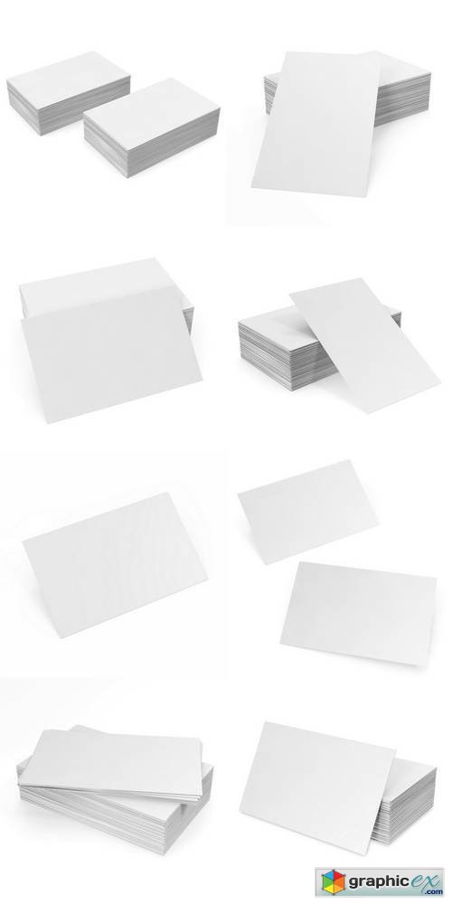 Stack of Blank Business Card on White Background