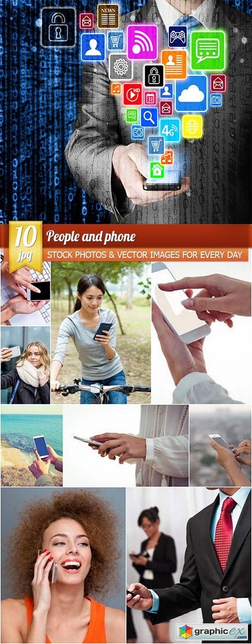 People and phone, 10 x UHQ JPEG