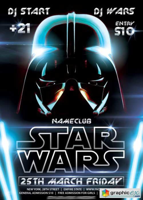 Star Wars PSD Premium Flyer Template + Facebook Cover