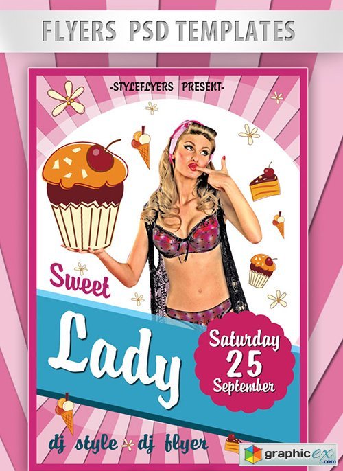 Sweet Lady Flyer PSD Template + Facebook Cover