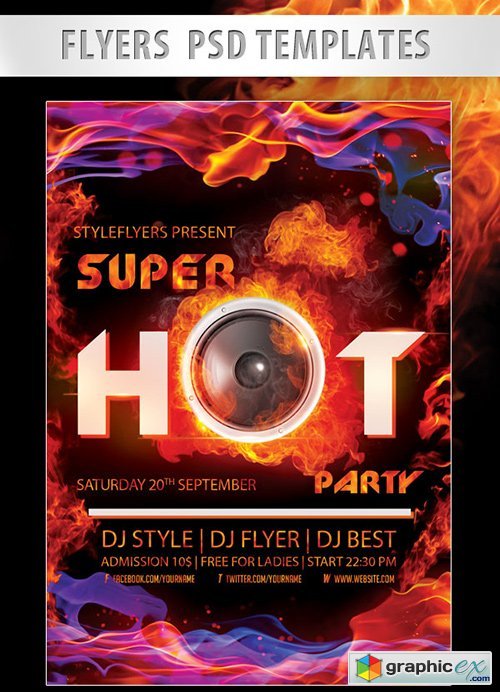 Super Hot Night Flyer PSD Template + Facebook Cover