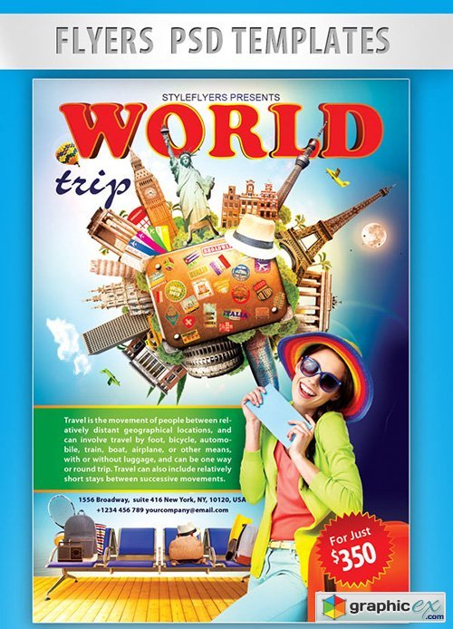 World Trip Flyer PSD Template + Facebook Cover