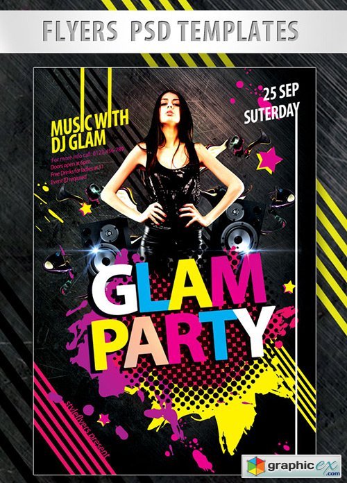 Glam Party Flyer PSD Template + Facebook Cover