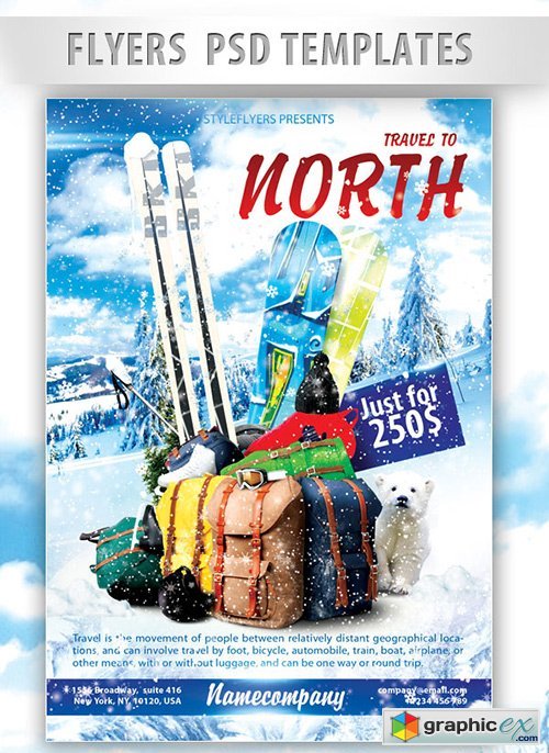 Travel to North PSD Flyer PSD Template + Facebook Cover