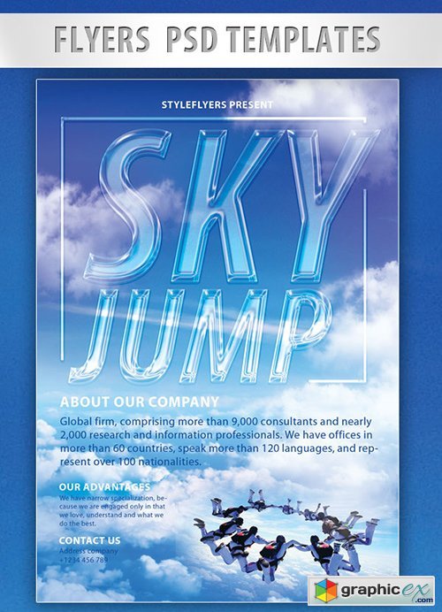 Sky Jump PSD Flyer PSD Template + Facebook Cover