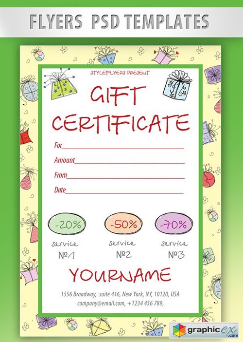 Gift Certificate Flyer PSD Template + Facebook Cover