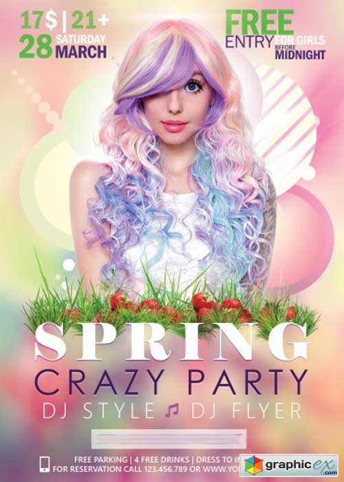 Spring Crazy Party V1 Flyer PSD Template + Facebook Cover