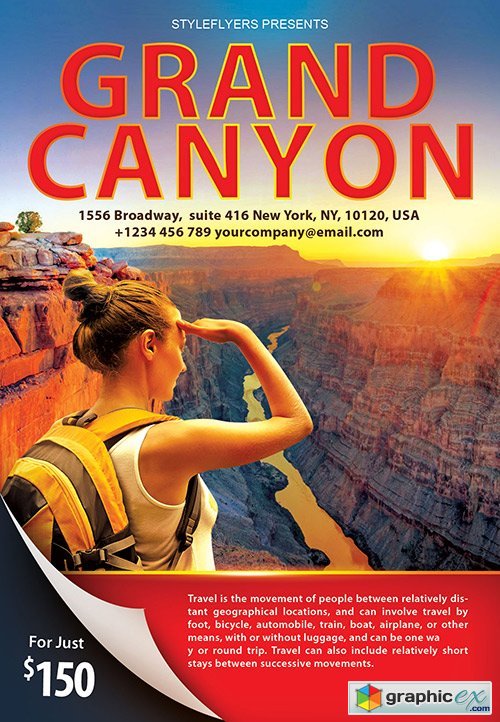 Grand Canyon Travel PSD Flyer Template + Facebook Cover
