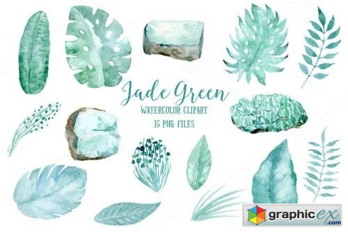 Watercolor Clipart Jade Green