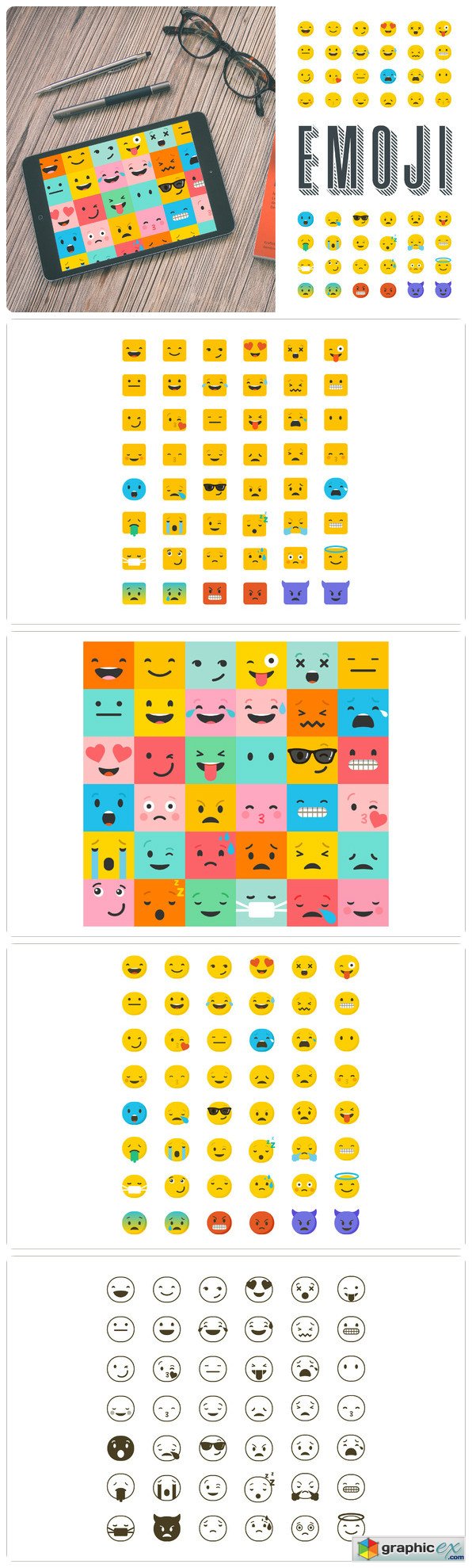 Emoji emoticons bundle of icons