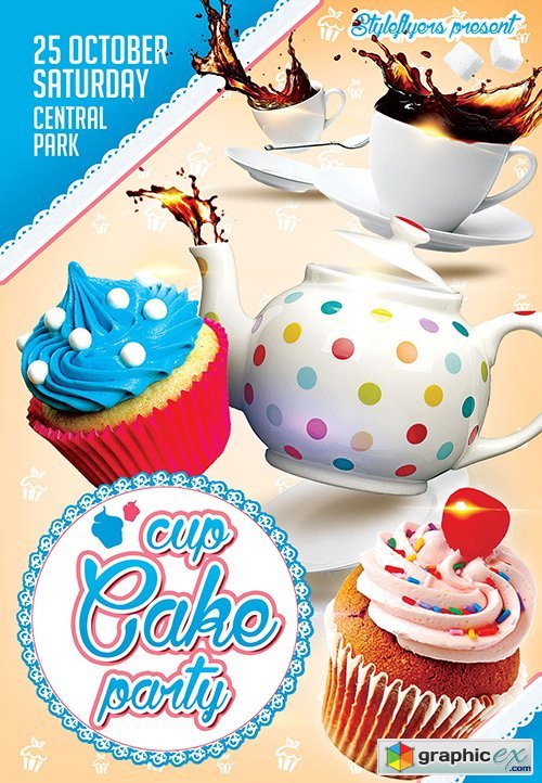 Cup Cake Party PSD Flyer Template + Facebook Cover