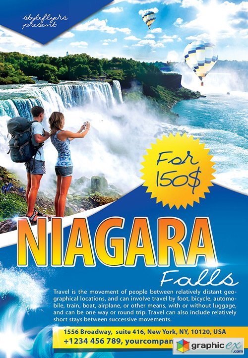 Niagara Falls Travel PSD Flyer Template + Facebook Cover