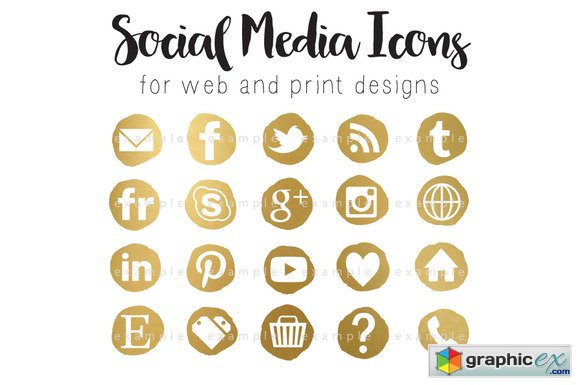 Social media icons gold nugget » Free Download Vector