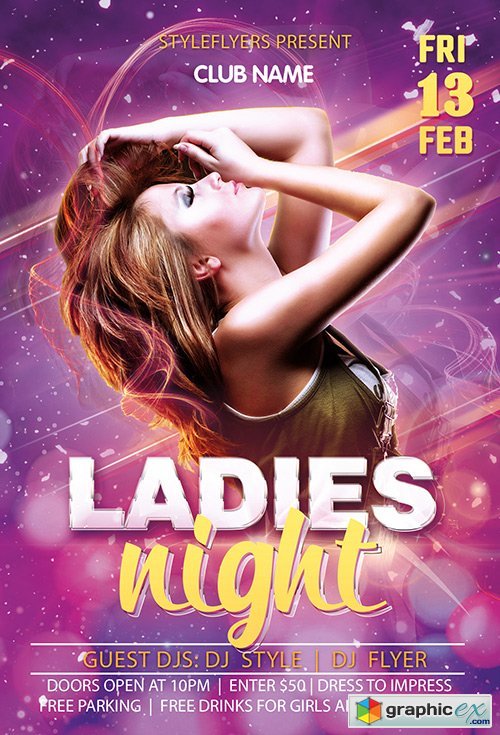 Ladies Night PSD Flyer Template + Facebook Cover