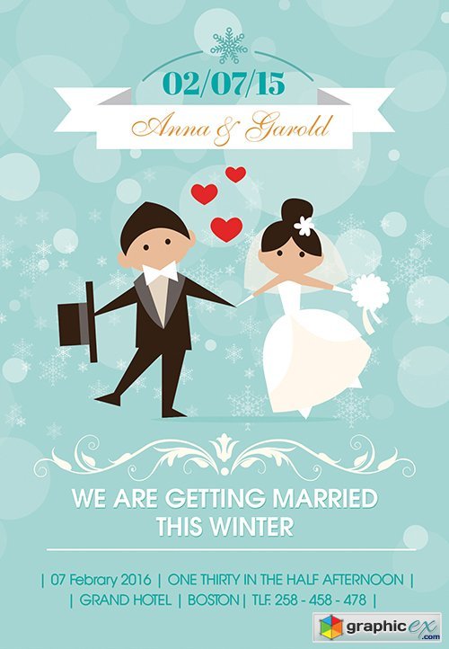 Wedding Party PSD Flyer Template + Facebook Cover