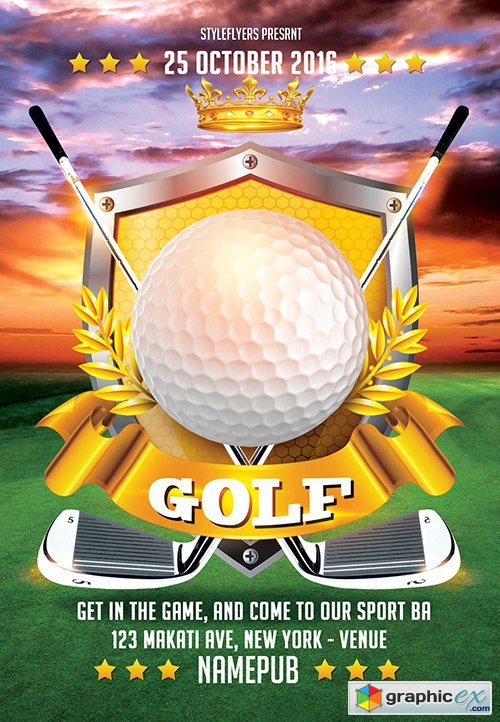 Golf Sport Flyer PSD Template + Facebook Cover