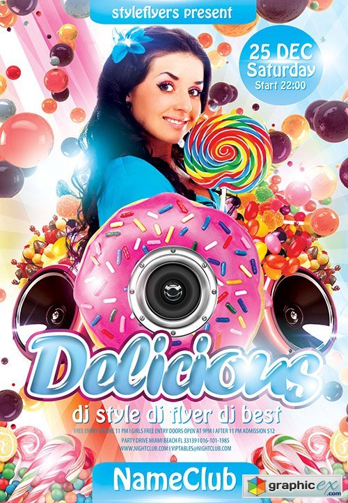 Delicious Party PSD Flyer Template + Facebook Cover