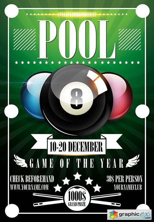 Pool PSD Flyer Template + Facebook Cover
