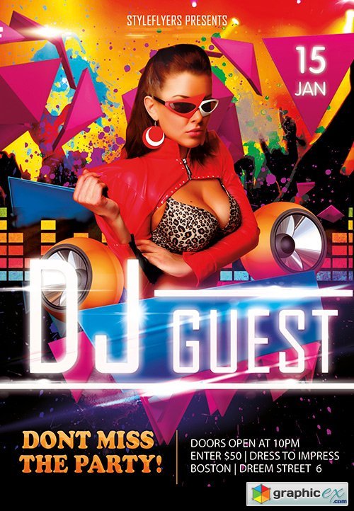 DJ Guest PSD Flyer Template + Facebook Cover