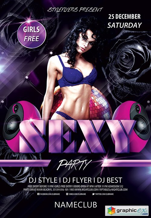 Sexy Party PSD Flyer Template + Facebook Cover