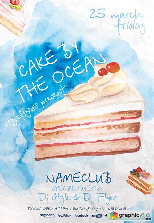 Cake By The Ocean PSD Flyer Template + Facebook Cover