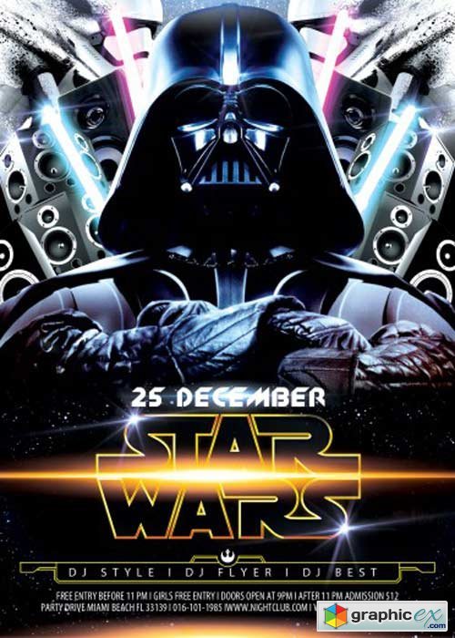 Star Wars Party V2 Flyer PSD Template + Facebook Cover » Free Download