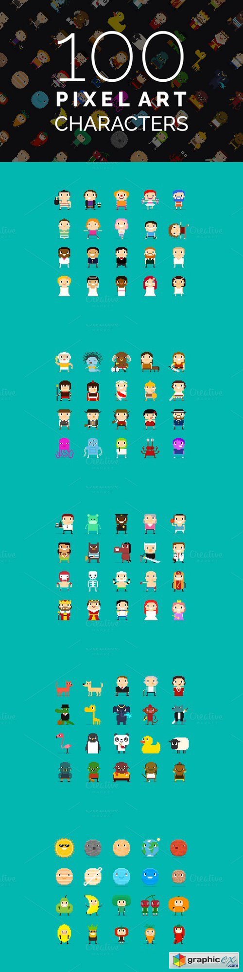 100 Pixel Art Characters