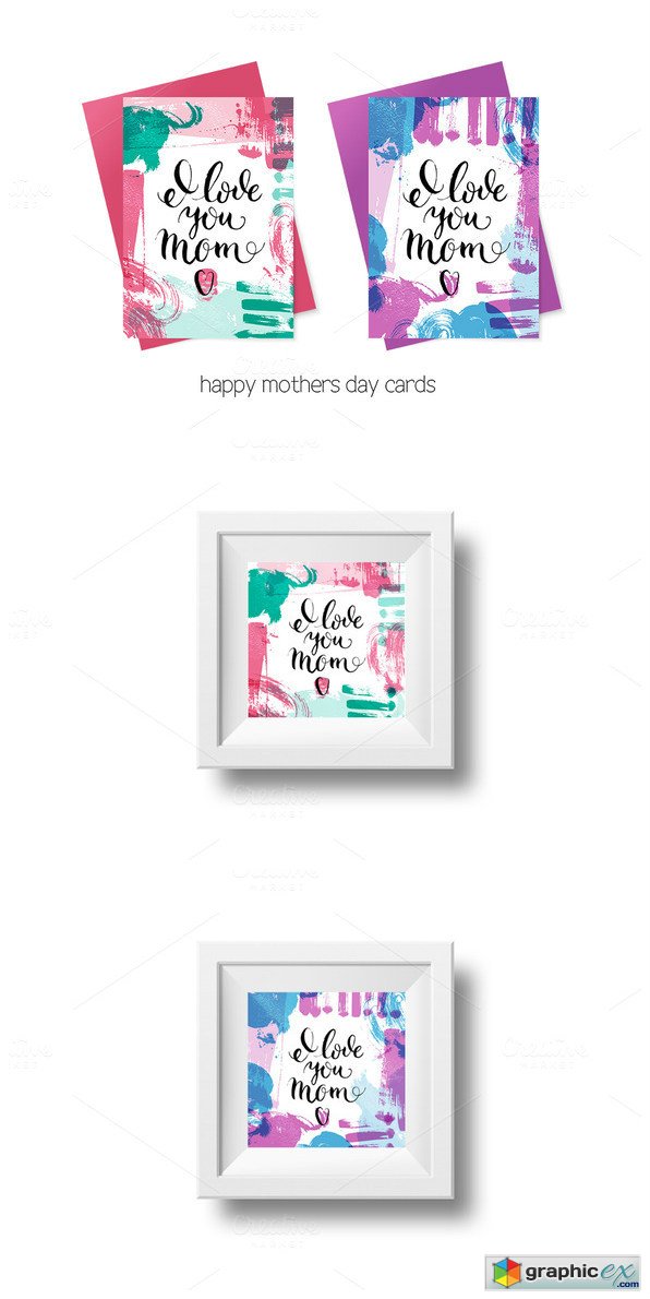 Happy Mothers Day Cards Vector Set
