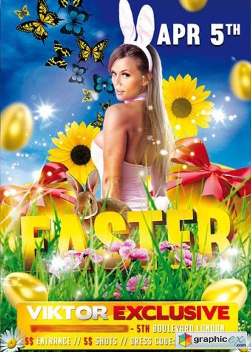 Easter Party V7 Flyer PSD Template + Facebook Cover