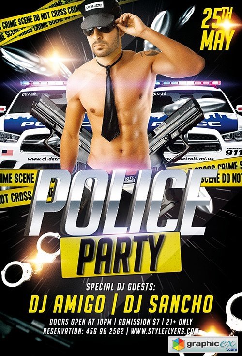 Police Party PSD Flyer Template + Facebook Cover