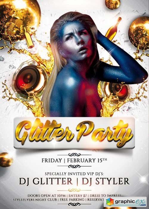 Glitter Party V2 Flyer PSD Template + Facebook Cover
