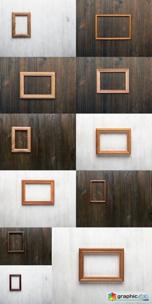 Photo Frame on Wooden Wall