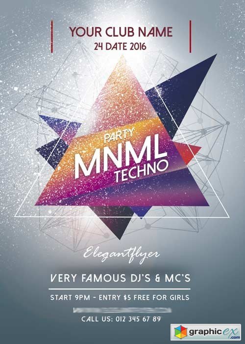 Minimal Party PREMIUM V5 Flyer PSD Template + Facebook Cover