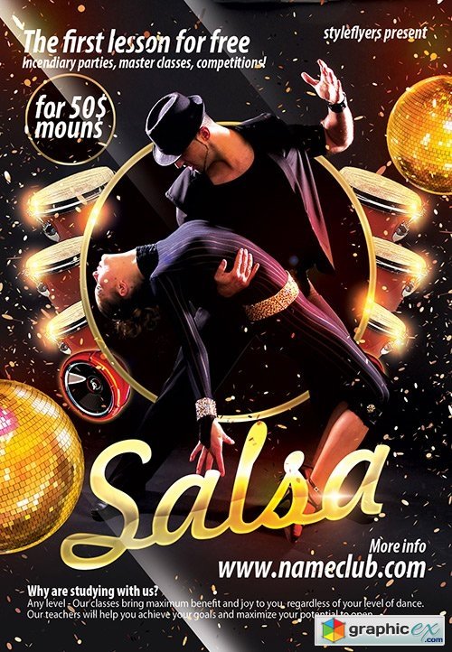 Salsa PSD Flyer Template + Facebook Cover
