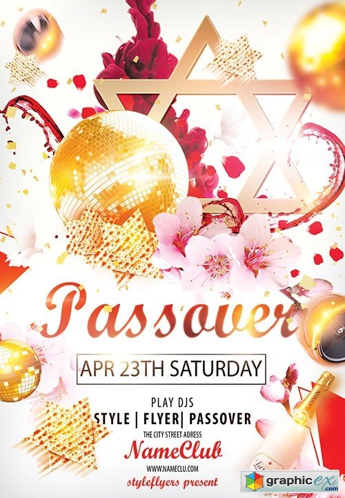 Passover PSD Flyer Template + Facebook Cover