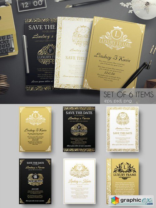 Set of gold luxury cards - vector