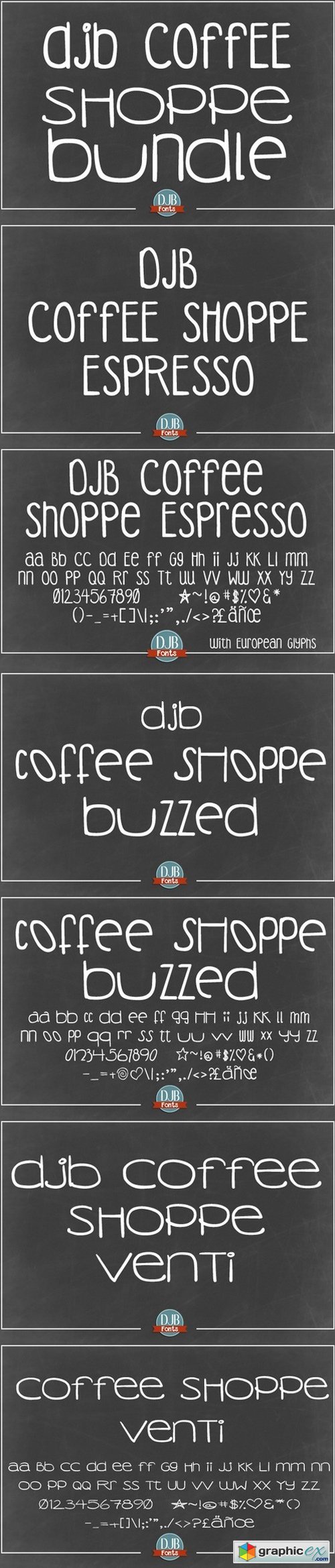 DJB Coffee Shoppe Fonts Bundle