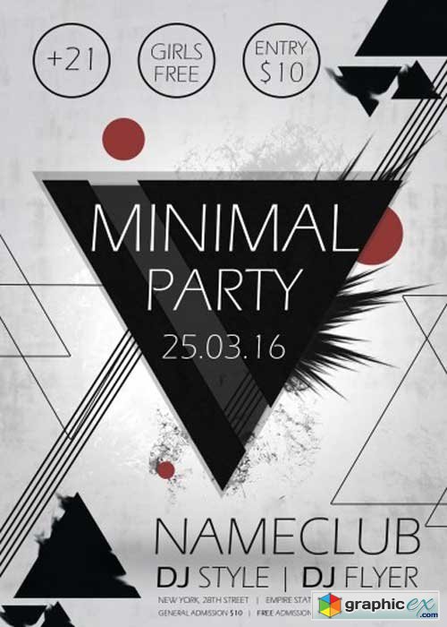 Minimal Party V3 PSD Flyer Template + Facebook Cove