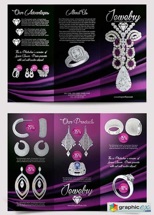 Jewelry  Tri-Fold Brochure PSD Template
