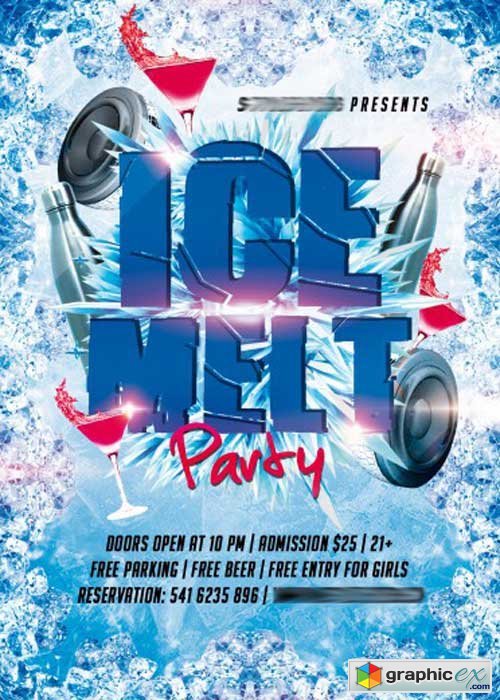 Ice Melt Party PSD Flyer Template + Facebook Cover