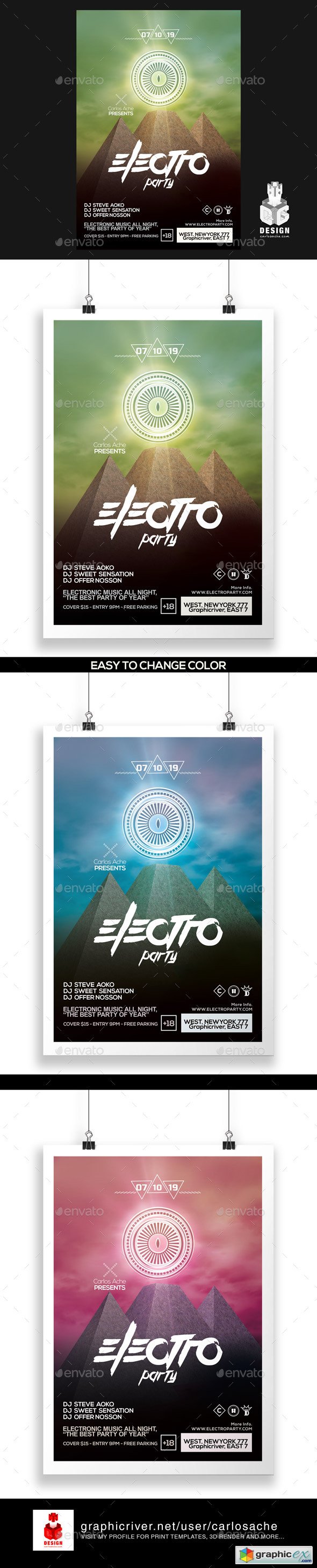 Electro Party Flyer - Poster Template
