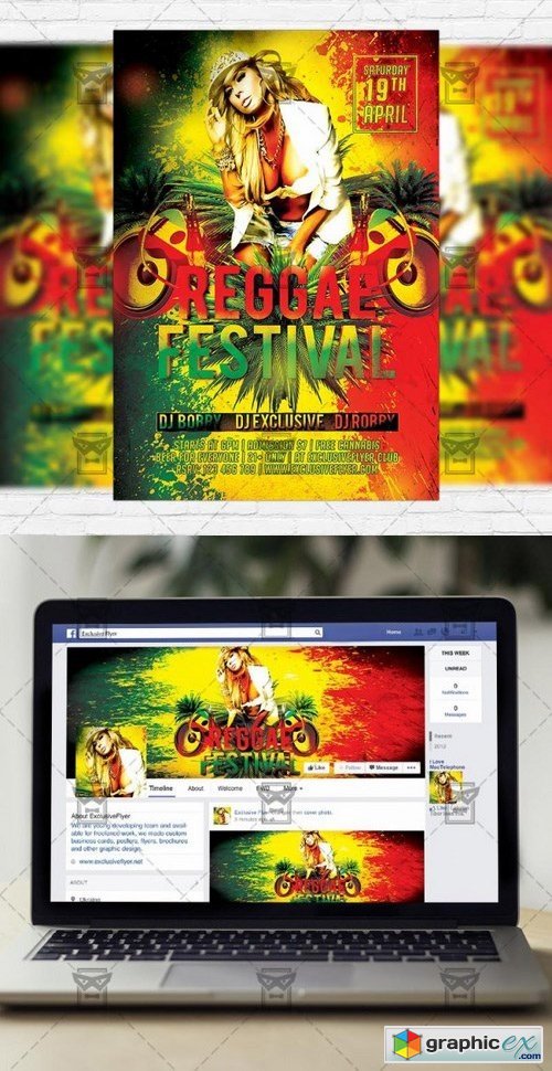 Reggae Festival Flyer PSD Template + Facebook Cover