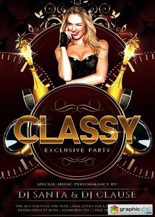 Classy Exclusive Party V1 Premium Flyer Template + Facebook Cover