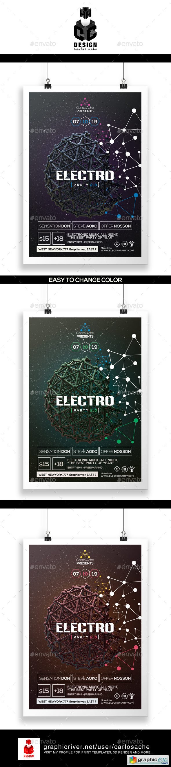 Electro Party Flyer & Poster Template