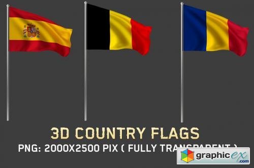 3D Country Flags 