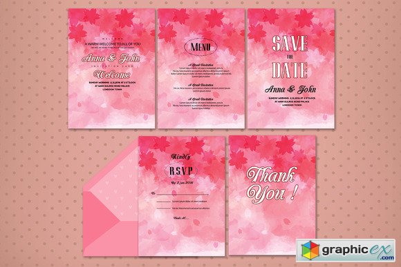 5 Pages Wedding Invitation Card 610087
