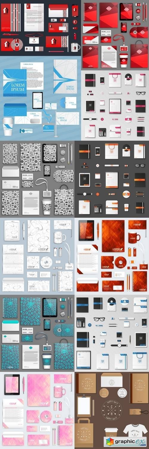 Set of Vector Corporate Identity Template - Modern Business Stationery Mock-Up