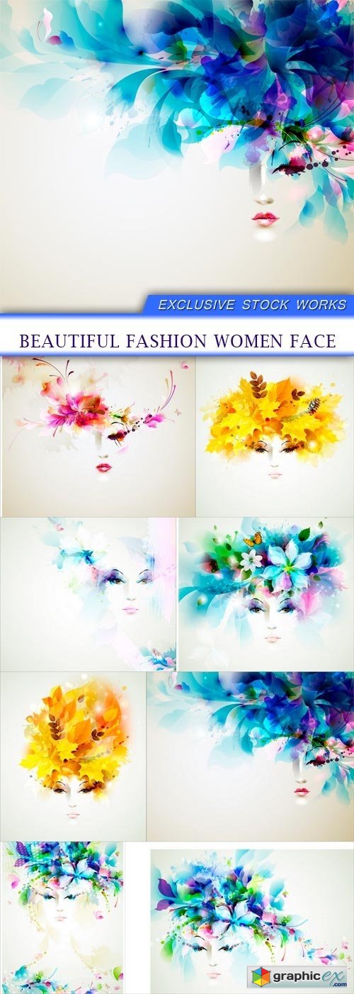 Beautiful fashion women face 8X JPEG
