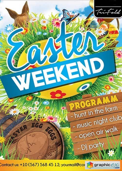 Easter Weekend Flyer PSD Template + Facebook Cover